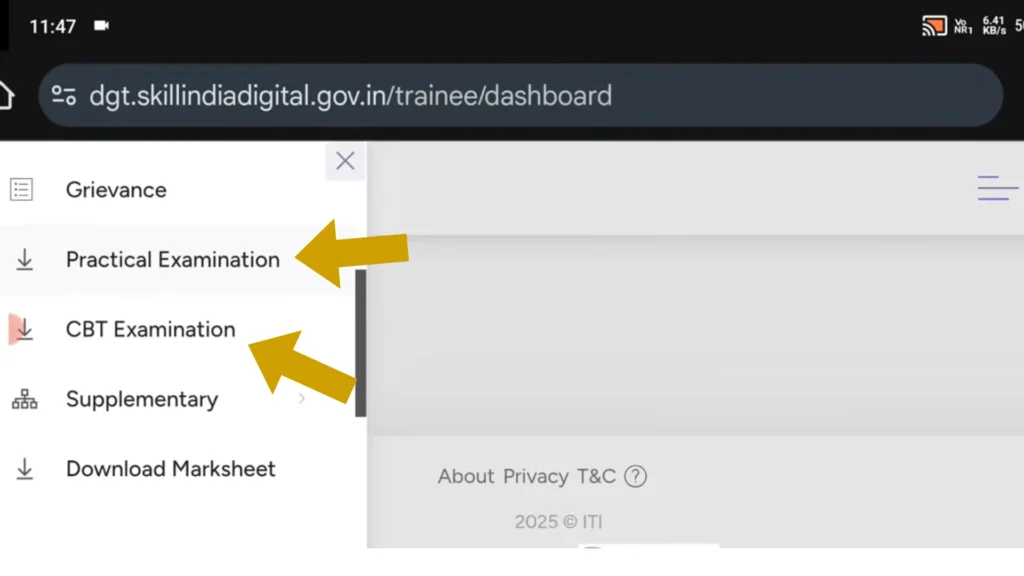 NCVT ITI Admit Card 2025 – Download CBT & Practical Hall Ticket @ncvtmis.gov.in 5 Showing the Practical Examiunation or CBT Examination links