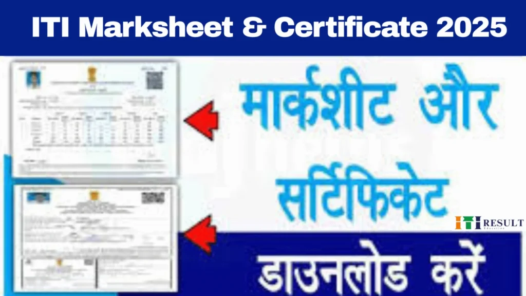 Download ITI Marksheet & Certificate 2025 @ Ncvtmis.gov.in 1 ITI Marksheet and Certificate 2025 download link with official document preview and Hindi text instructions for students