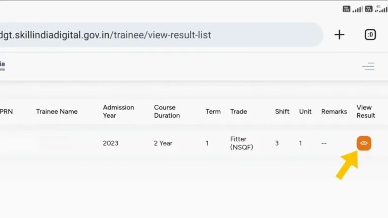 Download ITI Marksheet & Certificate 2025 @ Ncvtmis.gov.in 6 Show the Tarinee details and View result option